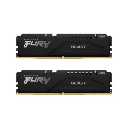 Memorija PC-51200, 32GB, KINGSTON Fury Beast Black KF564C32BBEK2-32, EXPO, DDR5 6400MHz, kit 2x16GB