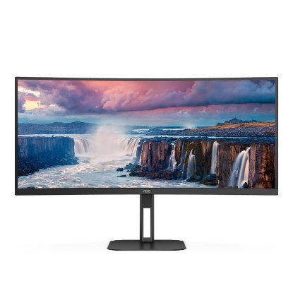 Premium monitor 34" AOC CU34V5C, WQHD, VA, 100Hz, 1ms, 300cd/m2, FreeSync, zakrivljeni, zvučnici, crni