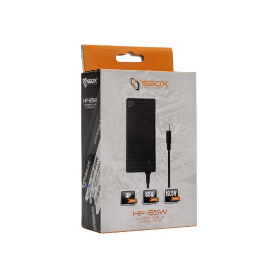 Punjač za laptop SBOX HP-65W, za HP, 65W, crni