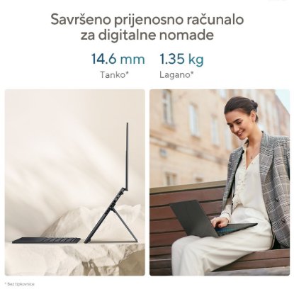 IZLOŽBENI Laptop ASUS Zenbook Duo UX8406CA-QL075W / Core Ultra 7 255H, 32GB, 1TB SSD, Intel HD Graphics, 14" WUXGA 120Hz OLED Touch, Windows 11, sivi