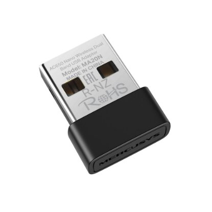 Mrežna kartica adapter USB2.0, MERCUSYS MA20N, 802.11b/g/n/ac, AC650, Dual Band, za bežičnu mrežu