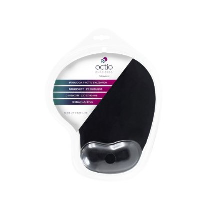 Podloga za miš OCTIO OMP01 ERGO, s osloncem za zapešće, crna