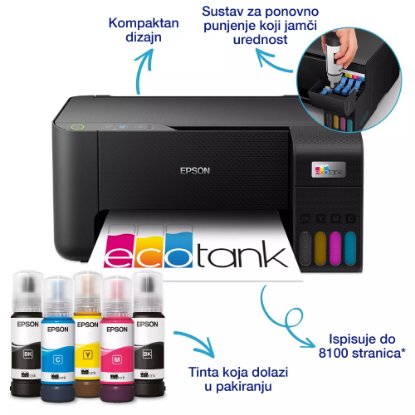 Multifunkcijski printer EPSON EcoTank L3230, printer/scanner/copy, 5760 x 1440, USB, crni