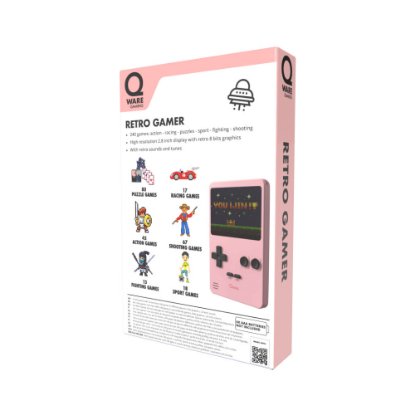 Igraća konzola QWARE Retro Gamer, 2,8" ekran, 240 igara, roza