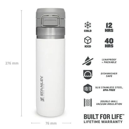 Boca STANLEY Go Quick Flip Water Bottle, 0.7l, bijela