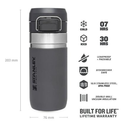 Boca STANLEY Go Quick Flip Water Bottle, 0.47l, tamno siva