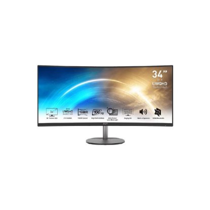 Gaming monitor 34" MSI PRO MP341CQ, UWQHD, VA, 100Hz, 4ms, 300cd/m2, zakrivljeni, zvučnici, sivi