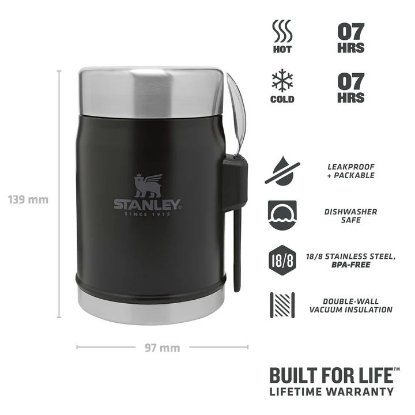 Posuda za hranu STANLEY Classic Legendary Food Jar + Spork, 0.4l, vilica-žlica, crna