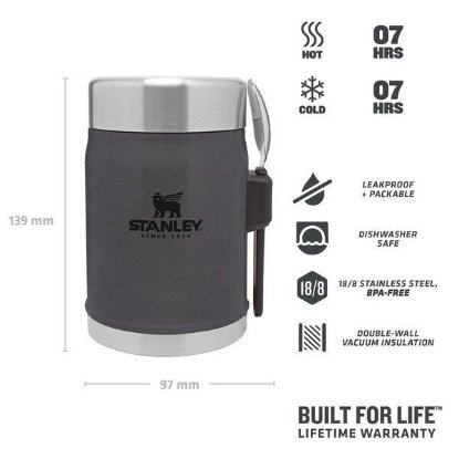 Posuda za hranu STANLEY Classic Legendary Food Jar + Spork, 0.4l, vilica-žlica, smeđa