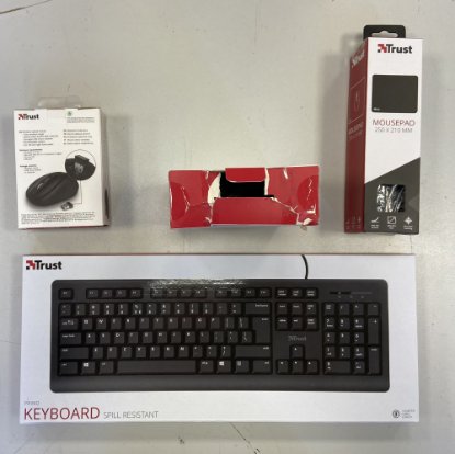 OPEN BOX - Tipkovnica + miš + podloga + slušalice TRUST Primo Home Office Set