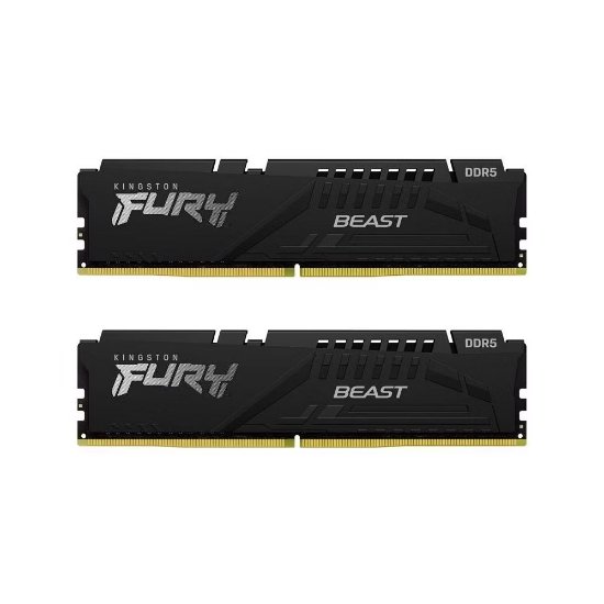 Memorija PC-51200, 32GB, KINGSTON Fury Beast Black KF564C32BBEK2-32, EXPO, DDR5 6400MHz, kit 2x16GB