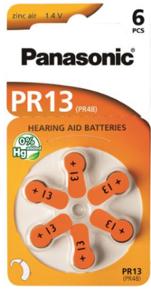 Baterije PANASONIC Zinc Air PR13L/6LB, za slušne aparate, 6 komada