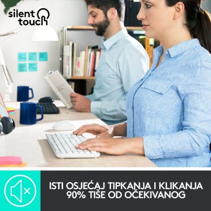 Tipkovnica + miš LOGITECH MK295 Silent Wireless Combo, bežična, bijela, USB