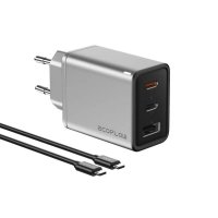 Kućni punjač ECOFLOW Rapid GaN, 65W, USB-A, 2XUSB-C, crno-sivi