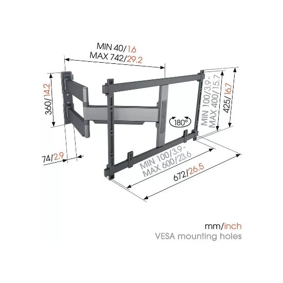 Nosač zidni za TV VOGEL'S TVM5845 ELITE, 55"-100", zakretni, do 55kg