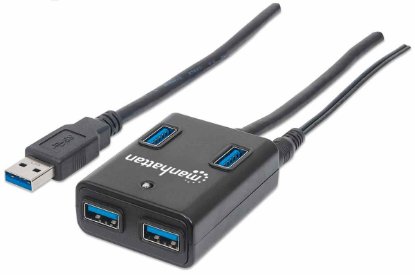 USB HUB MANHATTAN, USB 3.0, 4-portni USB 3.0, strujni adapter, crni