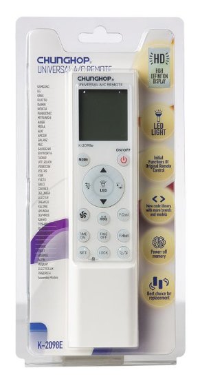 Univerzalni daljinski upravljač za klima uređaje CHUNGHOP K-2098E, LED svijetlo, bijeli