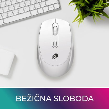 Miš OCTIO M302W, optički, bežični, 1600dpi, bijeli