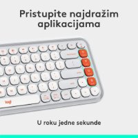 Tipkovnica LOGITECH POP Icon Keys, bežična, US Layout, BT, bijelo-narančasta