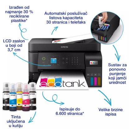 Multifunkcijski printer EPSON ITS L5590, printer/scanner/copy/fax, Eco Tank, 4800 dpi, USB, WiFi, crni