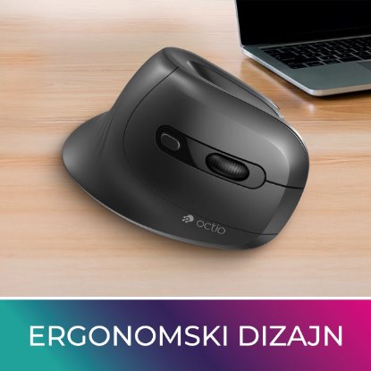Miš OCTIO Ergo V210WBT, optički, bežični, 7200dpi, crni