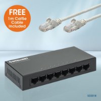 Switch INTELLINET 523318, 10/100 Mbps, 8-port, metalno kućište, kabel Cat5e 1m