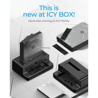 Docking station ICY BOX IB-2914MSCL-C31, USB-A/C 3.2 Gen2, M.2 NVMe SSD, 2.5”/3.5” SATA SSD/HDD, kloniranje