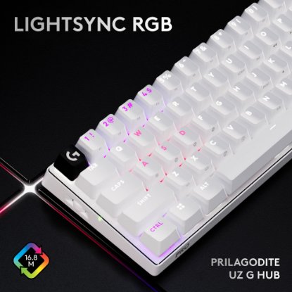 Tipkovnica LOGITECH Pro X 60 LIGHTSPEED, mehanička, bežična, RGB, bijela