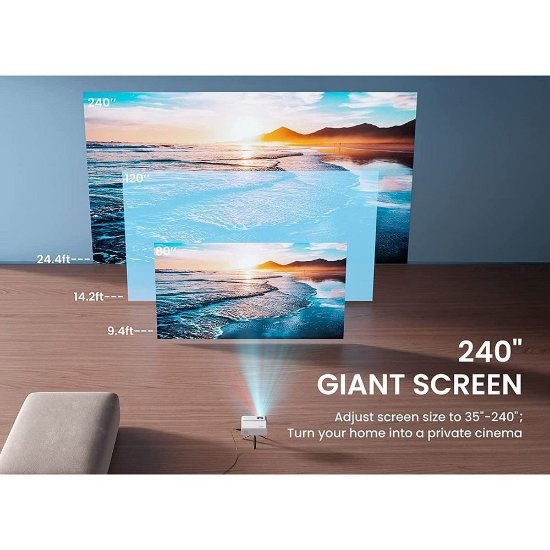 Projektor LCD, VANKYO SunSpark 500W, 800x600, 110 ANSI Lumena, WiFi, Android, bijeli, platno 100"