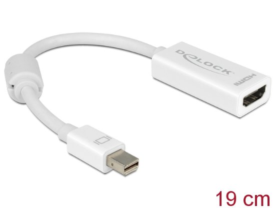 Adapter DELOCK, mini DisplayPort (M) na HDMI (Ž), bijeli, kompatibilan sa Mac računalima