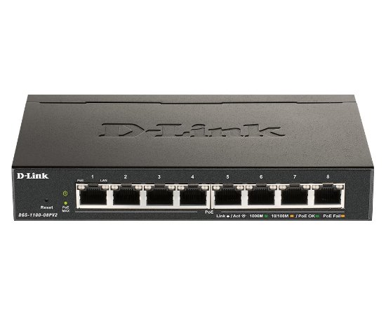 Switch D-LINK DGS-1100-08PV2, Web upravljivi, Gigabit PoE Switch, 10/100/1000 Mbps, metalno kućište, 8-port