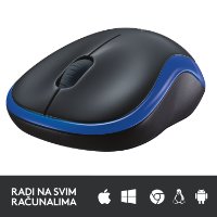 Miš LOGITECH M185, optički, bežični, 1000dpi, crno-plavi