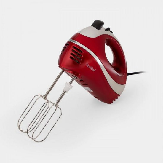 Mikser VONSHEF, ručni, 300W, s posudom 3.5 l, crveni