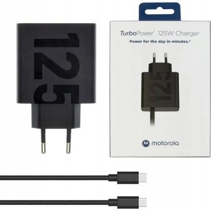Kućni punjač MOTOROLA Turbo Power, 125W, USB-C, USB-C kabel, crni