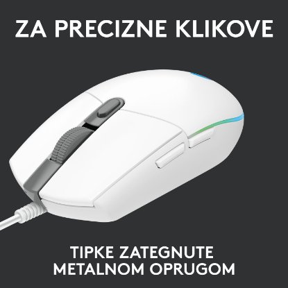 Miš LOGITECH Gaming G102 Lightsync, optički, 8000dpi, bijeli, USB