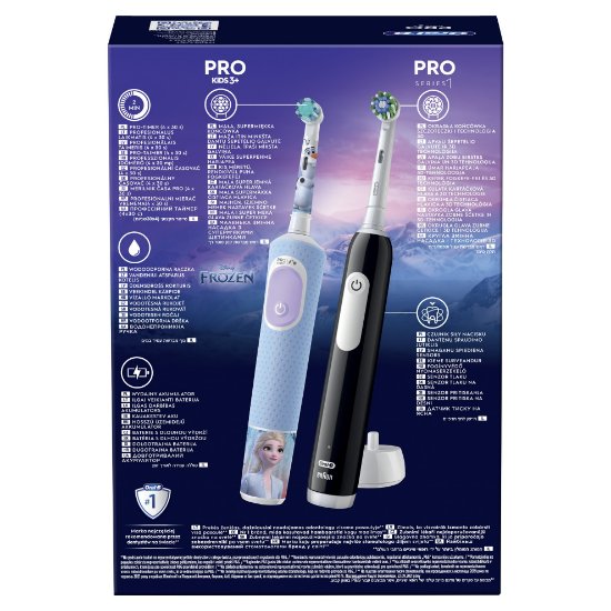 Električna četkica za zube ORAL-B Family Edition Pro Series 1 Black + Pro kids 3 , frozen, crna