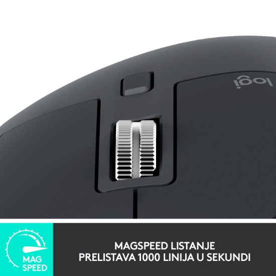 Miš LOGITECH MX Master 3S Performance, laserski, bežični, BT, USB, crni