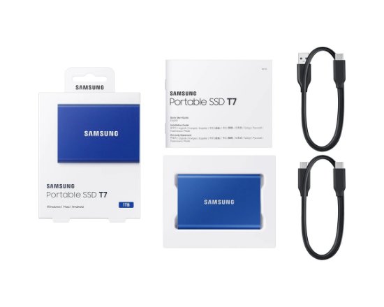 SSD vanjski 1TB SAMSUNG T7, MU-PC1T0H/WW, 1050 MB/s, USB-C, V-Nand, plavi