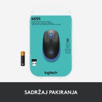 Miš LOGITECH M190, optički, bežični, 1000dpi, crno-plavi