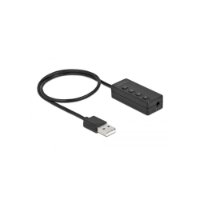 Adapter DELOCK, USB-A (M) na 2x3.5mm (Ž), 0.4m, crni