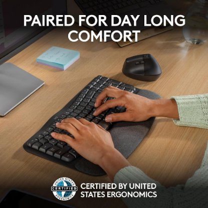 Tipkovnica + miš LOGITECH Wave Keys + Lift, ergonomska, bežična, crna