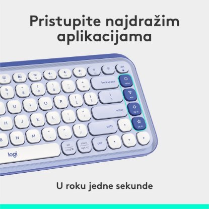 Tipkovnica LOGITECH POP Icon Keys, bežična, US Layout, BT, ljubičasto-bijela