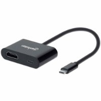 Adapter MANHATTAN, USB-C (M) na HDMI (Ž), USB-C PD, crni