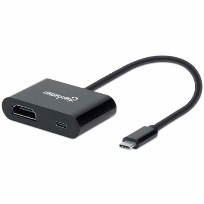 Adapter MANHATTAN, USB-C (M) na HDMI (Ž), USB-C PD, crni