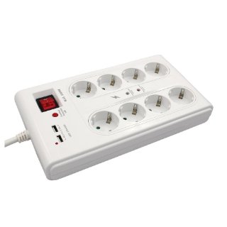 Prenaponska zaštita COMMEL, 8 utičnica, 2xUSB-A, 3m, bijela