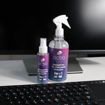 Sredstvo za čišćenje OCTIO S15, za ekrane, krpica, četkica, sprej, 100ml