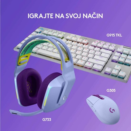 Slušalice LOGITECH Gaming G733 Lightspeed, RGB, bežične, lilac
