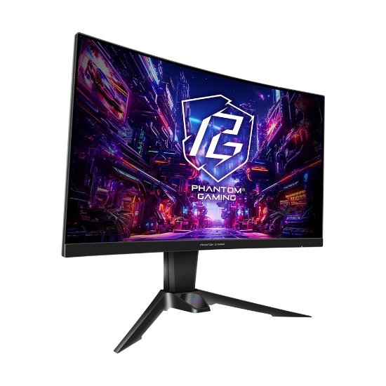 Gaming monitor 27" ASROCK PG27QRT2A, QHD, VA, 180Hz, 1ms, 300cd/m2, FreeSync, zakrivljeni, zvučnici, crni