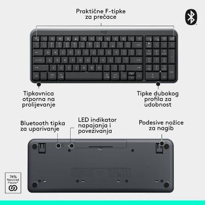 Tipkovnica + miš LOGITECH MK250 Compact Bluetooth Combo, bežična, crna