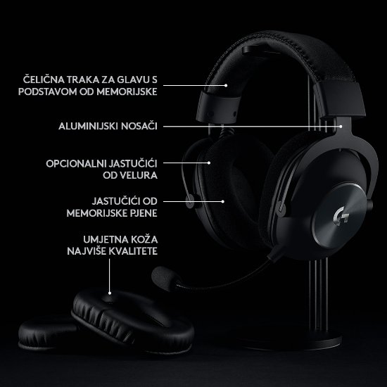 Slušalice LOGITECH Gaming G PRO X, 7.1, bežične, crne